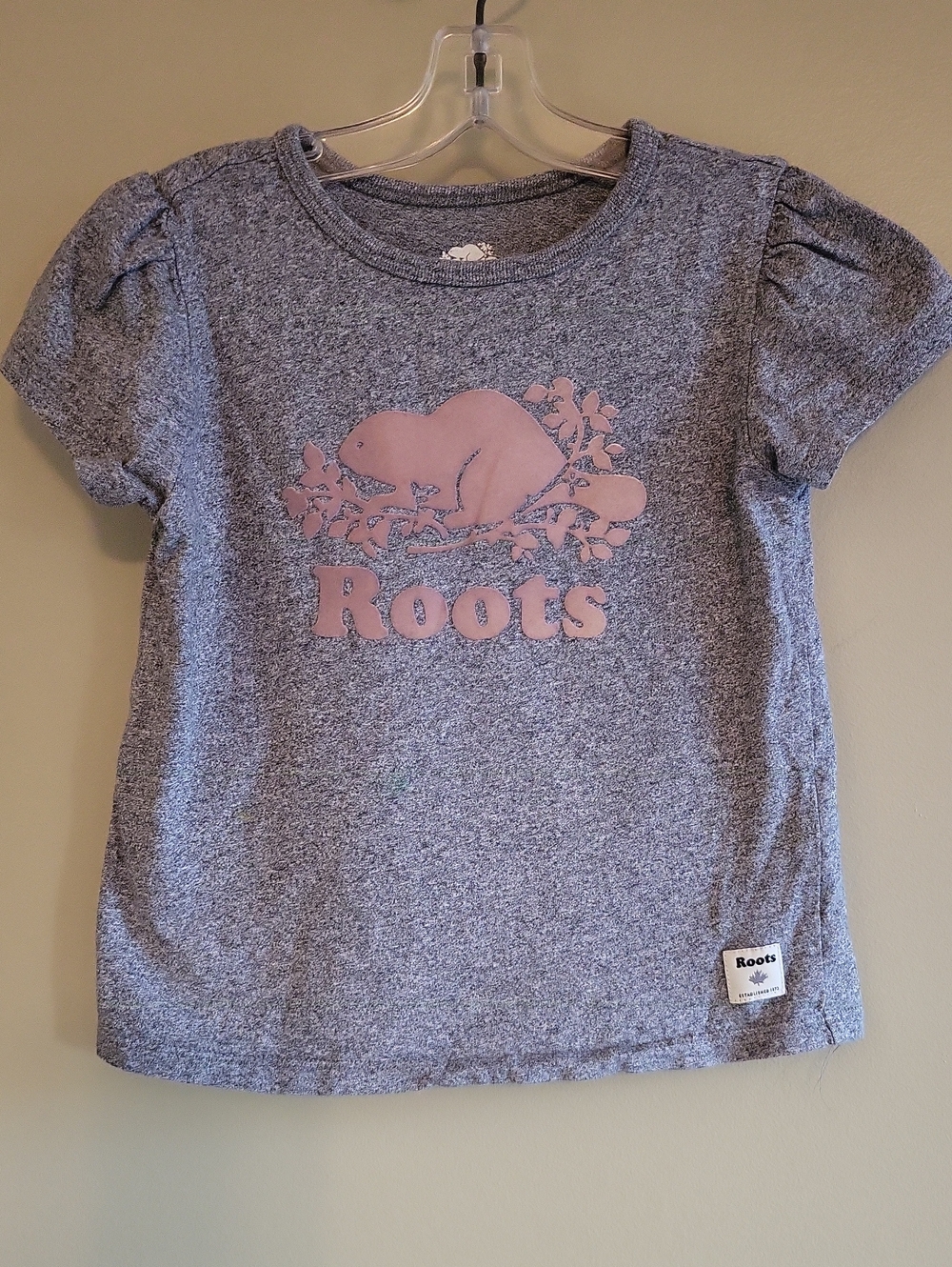 Roots grey/pink girl's tee shirt